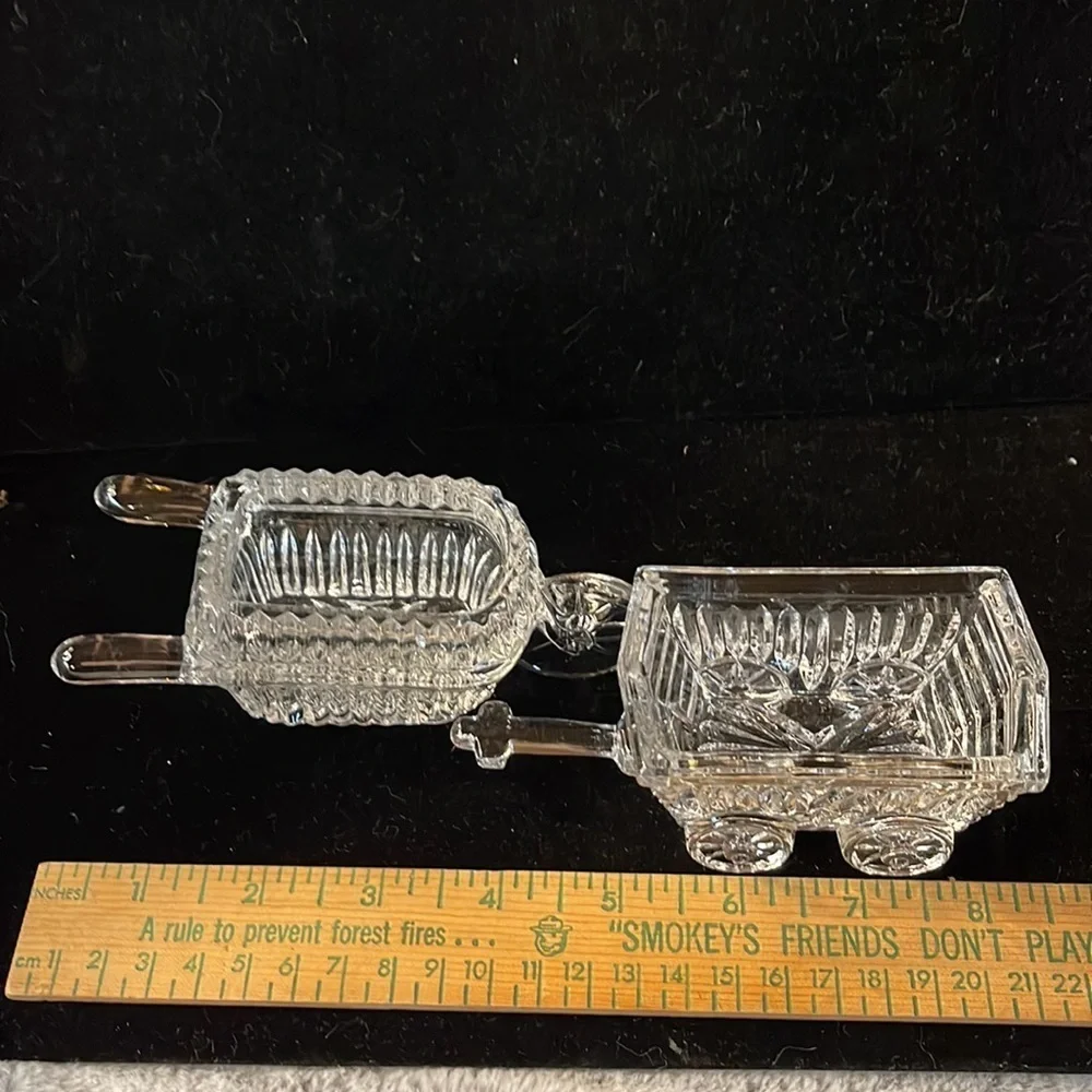 Lead Crystal Wheelbarrow & Hand Cart/Goat Cart Great for storing Sweetener Pkts